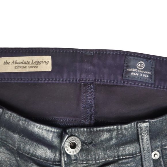 AG The Absolute Legging Coated 32R (Meas 32x29.5 9" Mid Rise) Metallic Jeans A19 - Picture 7 of 11
